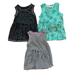 Cat & Jack baby girl set of three tops tunic top shirt dresses size 12-18 months